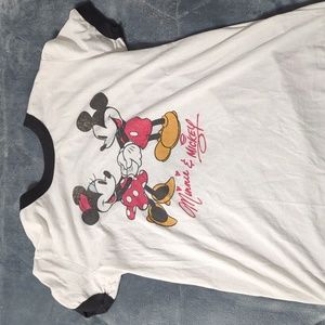 Disney Mickey and Minnie Mouse White T shirt Women's XS